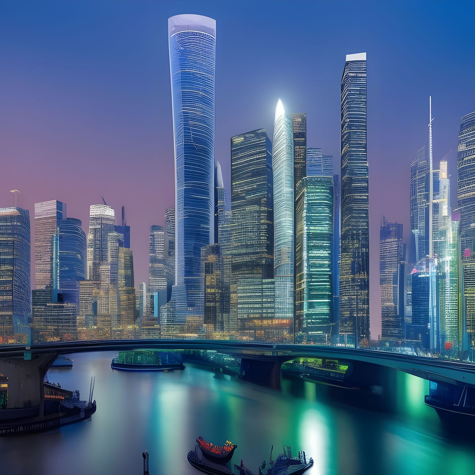 Geometric Cityscape: A Digital Abstract Masterpiece