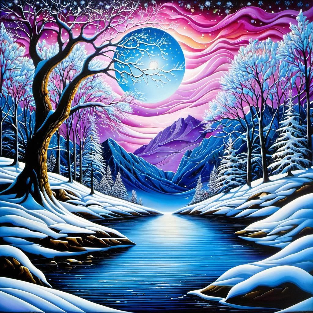 Surreal Auroracore Winter Mixed Media Masterpiece
