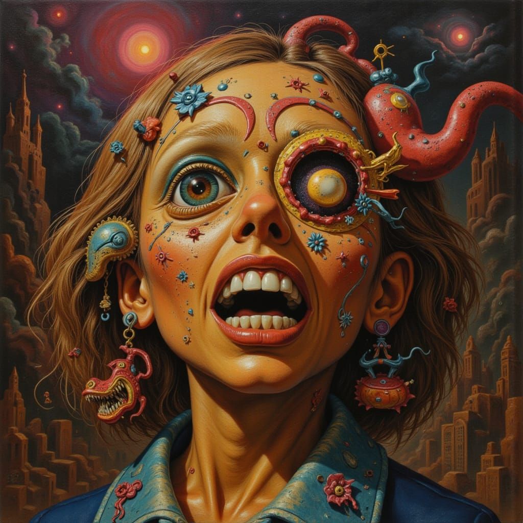 Futuristic Cityscape in a Distorted Claymation Style