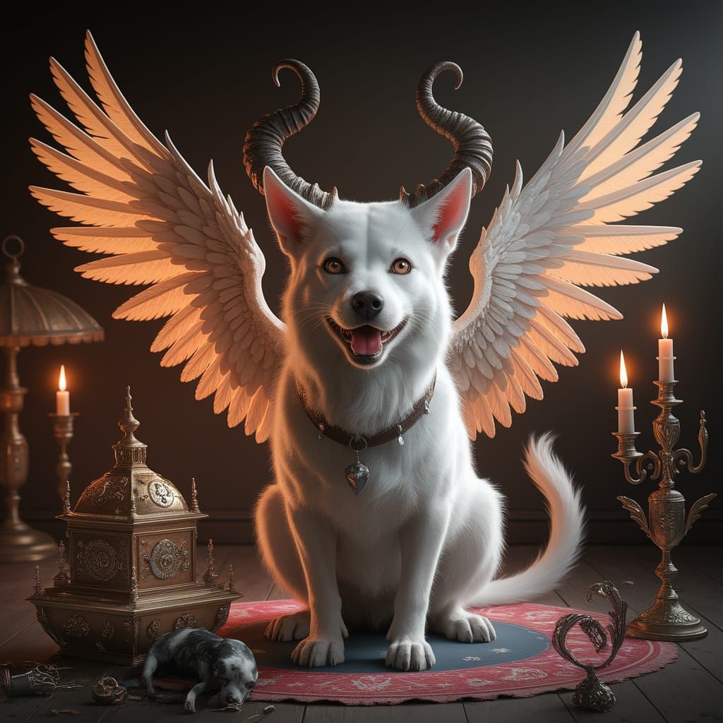 Enchanted Feline Companion with Wings