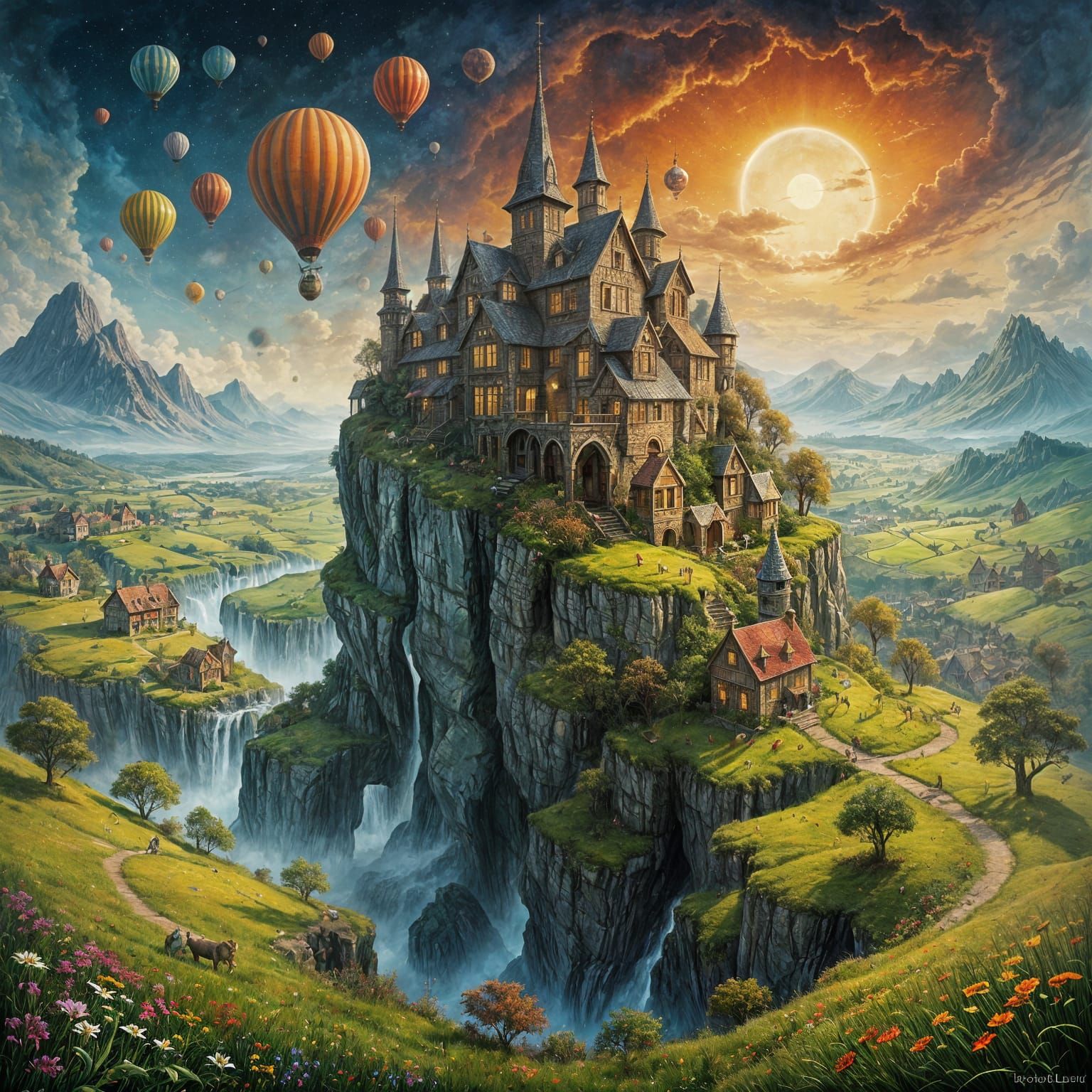 Surrealist Enchanted Realms in Watercolor and Ink