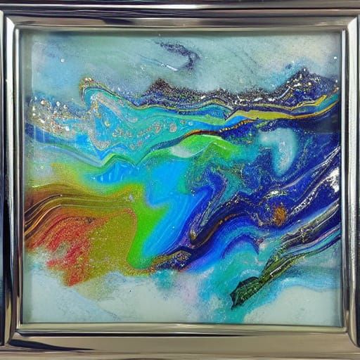Surreal Melting Glass and Chrome Abstract in Oil