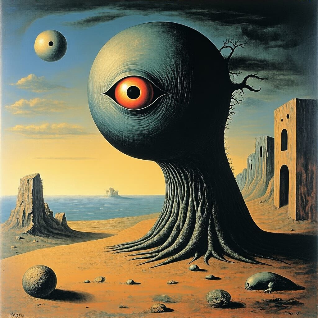Grimdark Landscape in Max Ernst Style