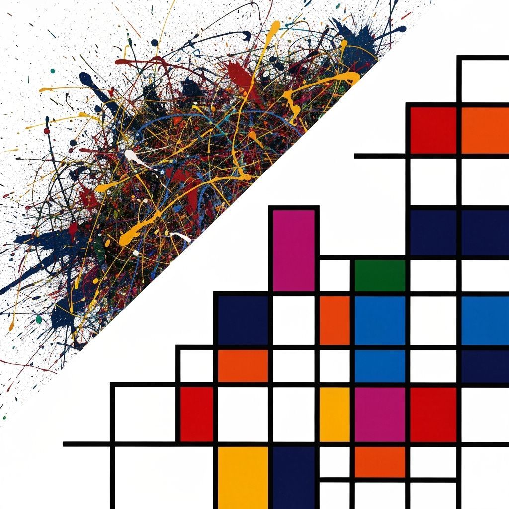 Abstract Art: Chaos vs Order in Pollock & Mondrian Styles