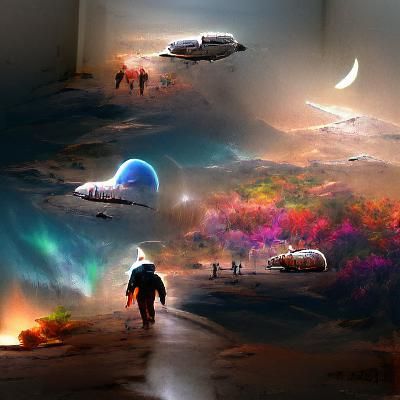 Astronaut on Alien Planet in Vibrant Style
