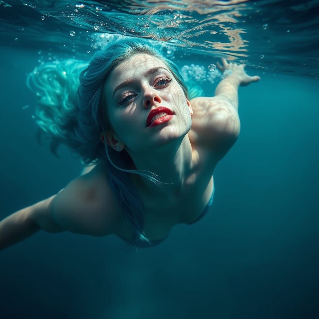 Photorealistic Mermaid Witch in Turquoise Waters
