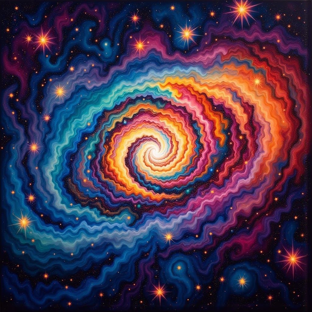 Cosmic Celestial Dreamscapes in Vibrant Starry Night