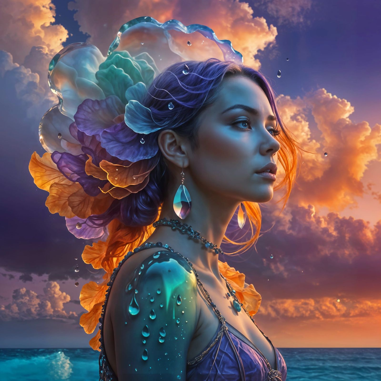 Translucent Woman Portrait in Digital Art Style