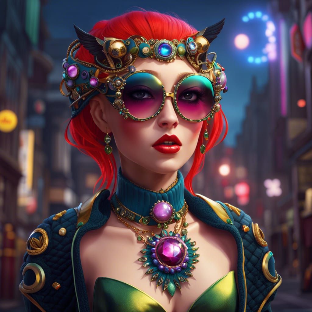 Punk Fashionista in Extravagant Clothes