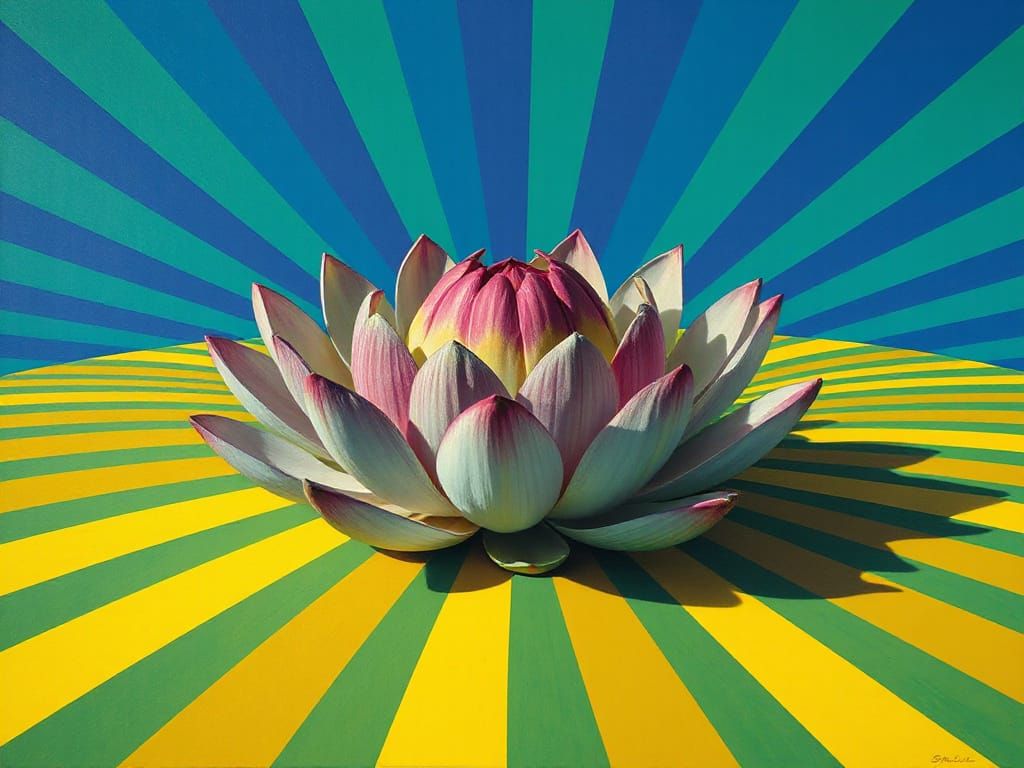 Surreal Striped Lotus Flower in Dali Style