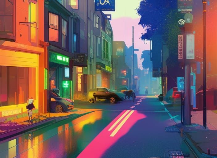 Solarpunk Poster of Inverbervie Main Street