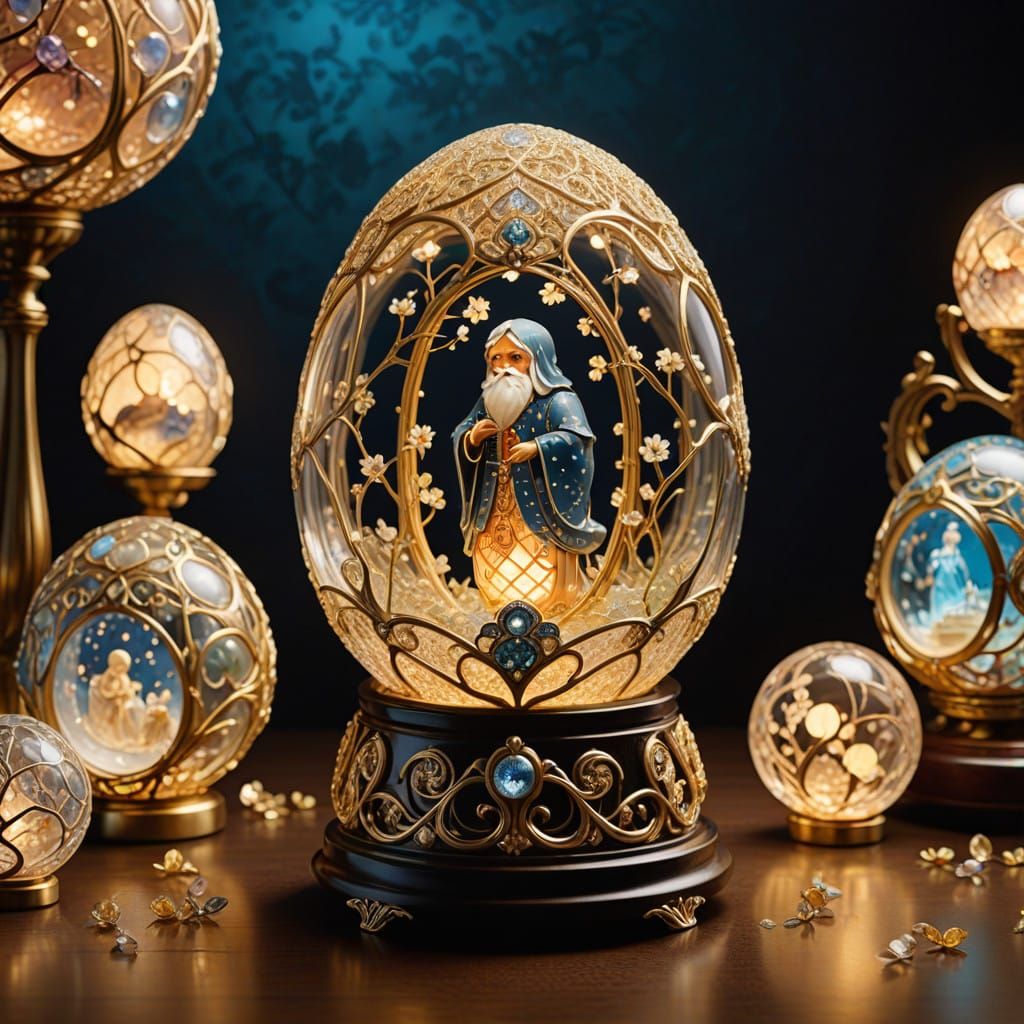 Ornate Blown Glass Hourglass in Art Nouveau Style