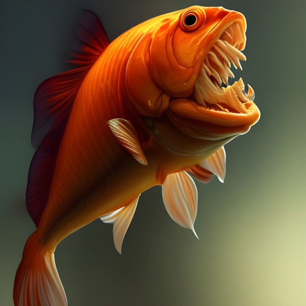 Demonic Goldfish Portrait in Hyperdetailed Style
