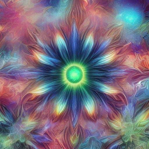 Ethereal Fractal Flower Alien in Vibrant Macro