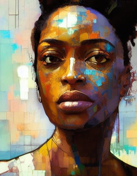 Egyptian Grunge Woman in Neo-Fauvist Portrait