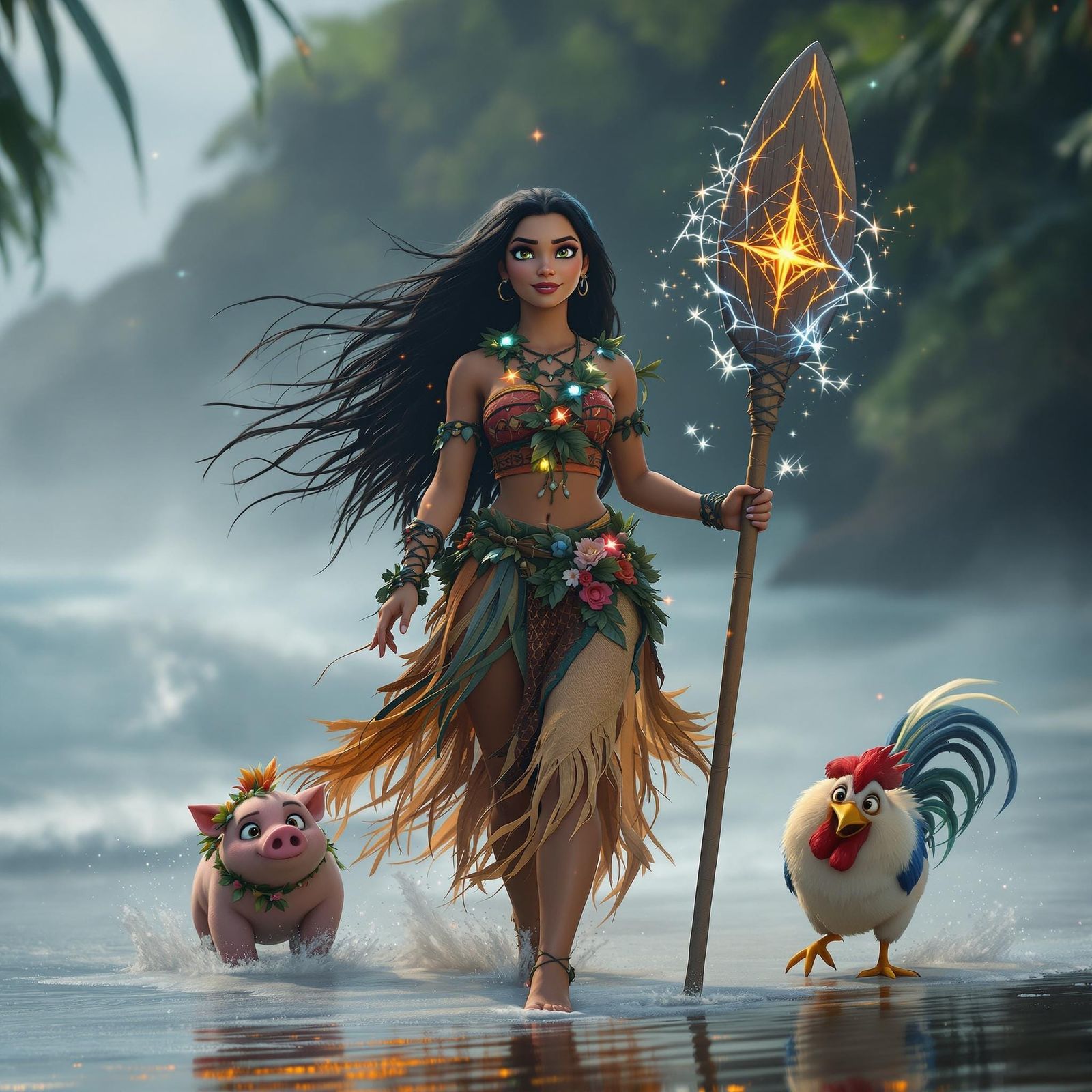 Moana as Enchanted Druidess in Tropical Paradise