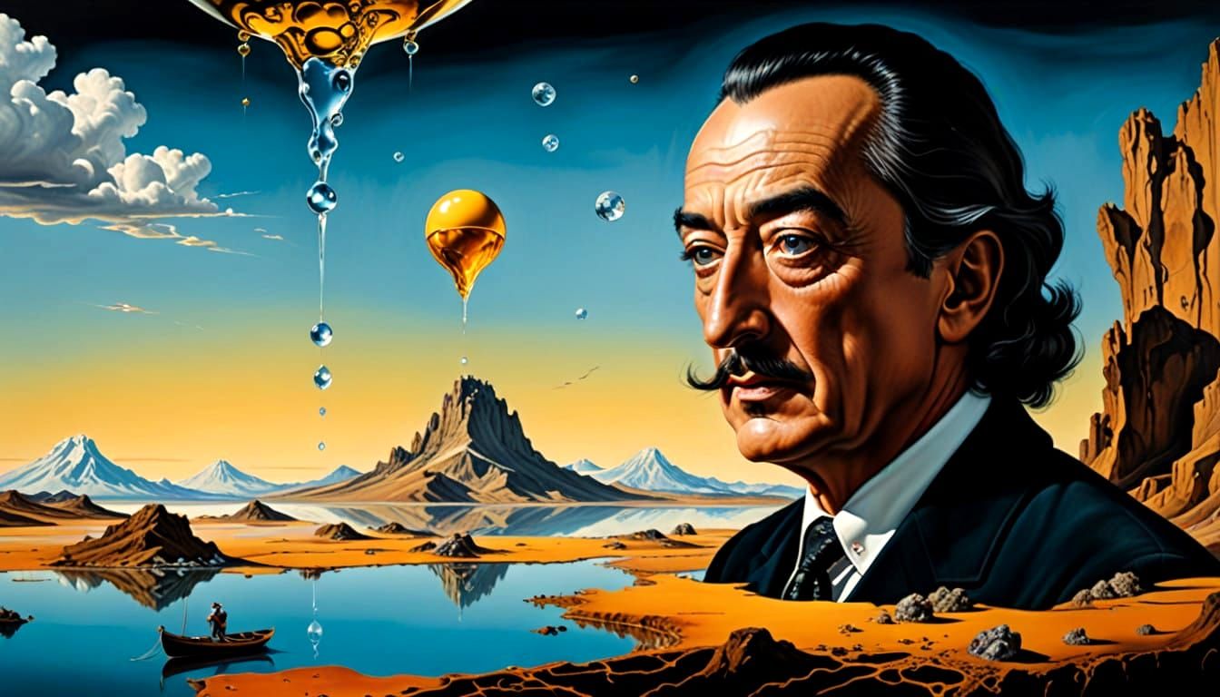 Surrealist Oil Painting on Matte Background by Dali