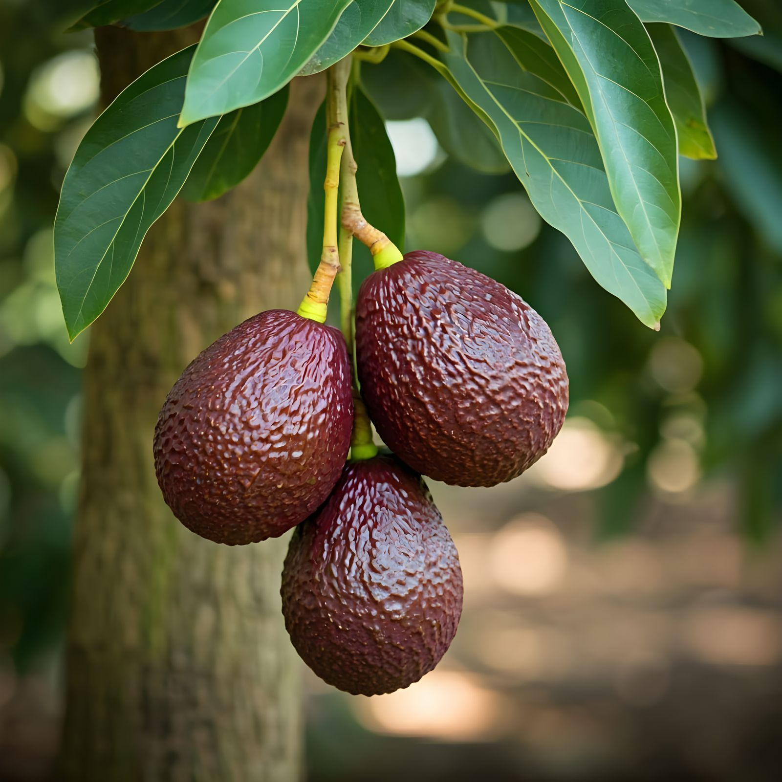 Maroon Avocados on the Tree