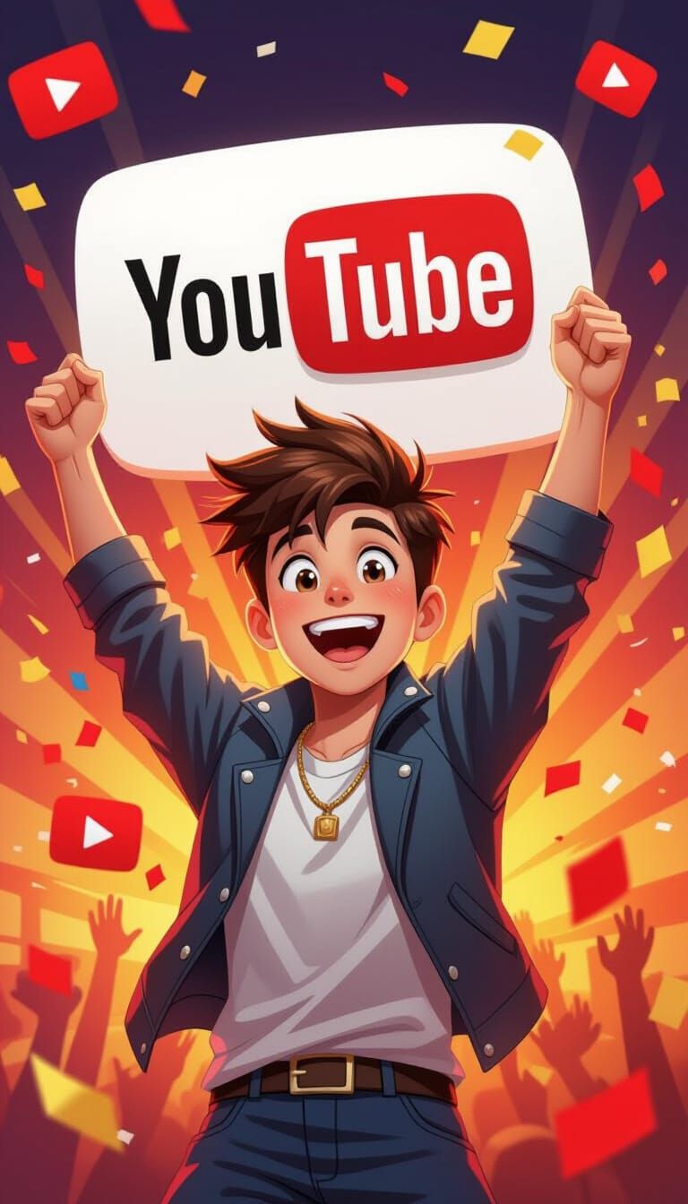 Animated Character Celebrates Triumphantly Before YouTube Lo...