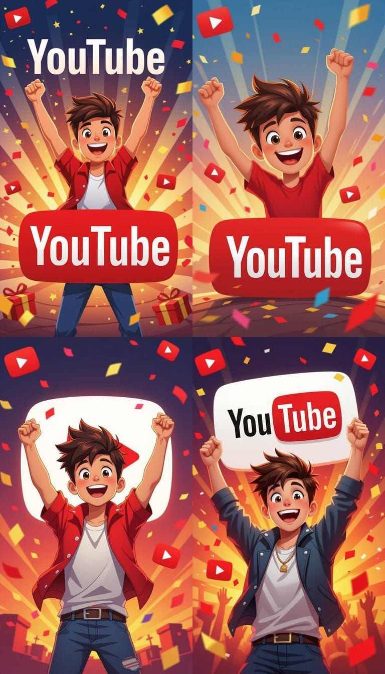 Animated Character Celebrates YouTube Success with Confetti