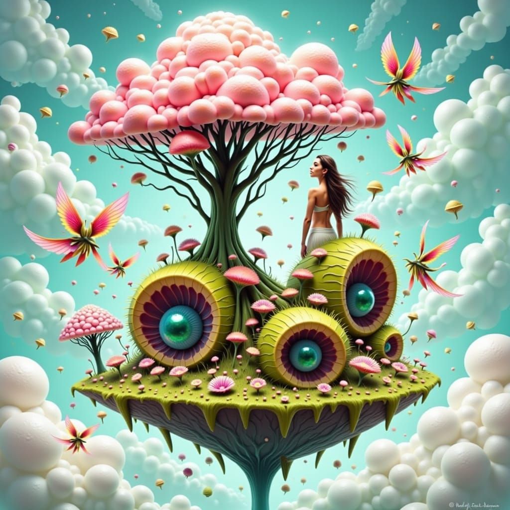 Ethereal Woman in Swirling Mist