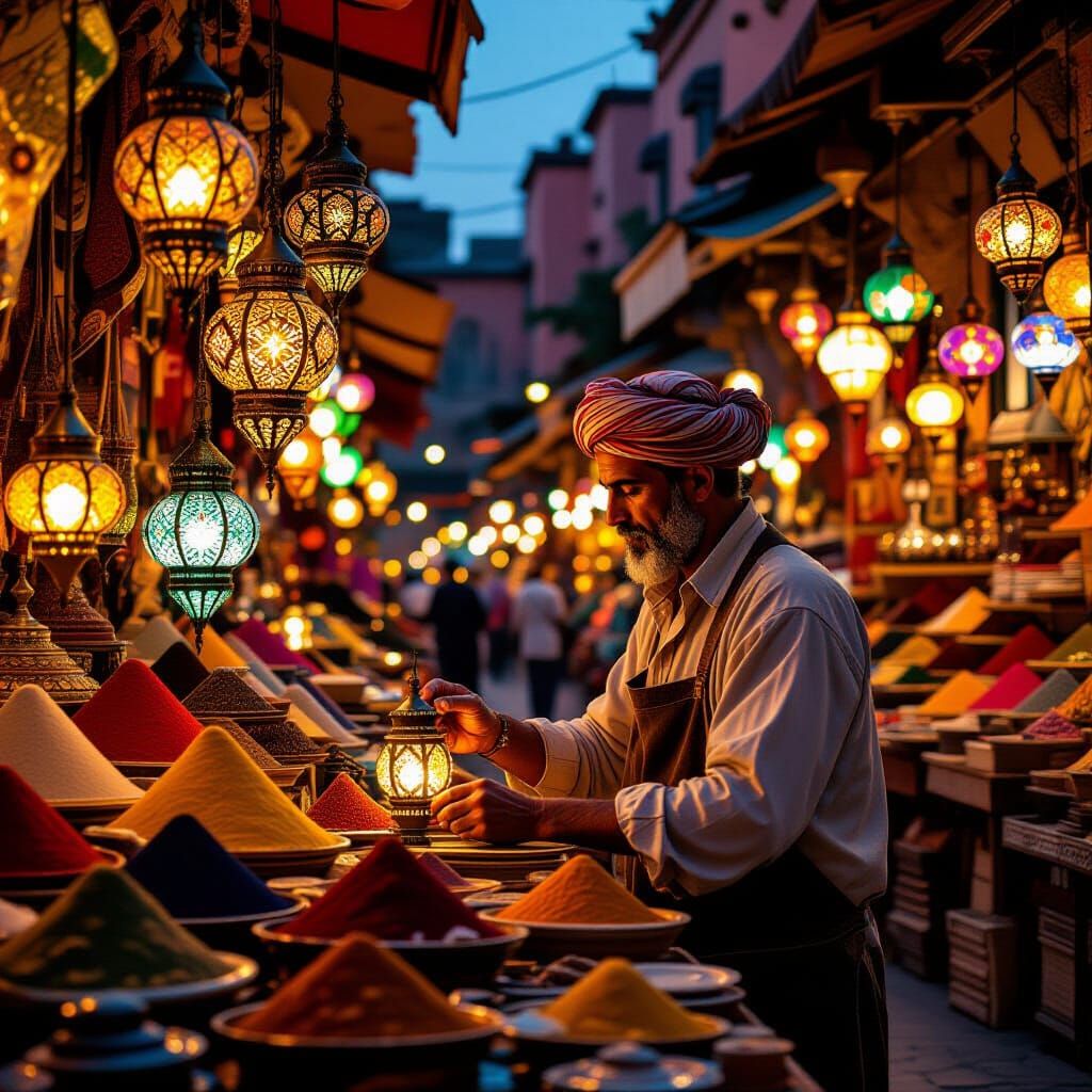 Moroccan Lantern Artisan in Art Nouveau Style