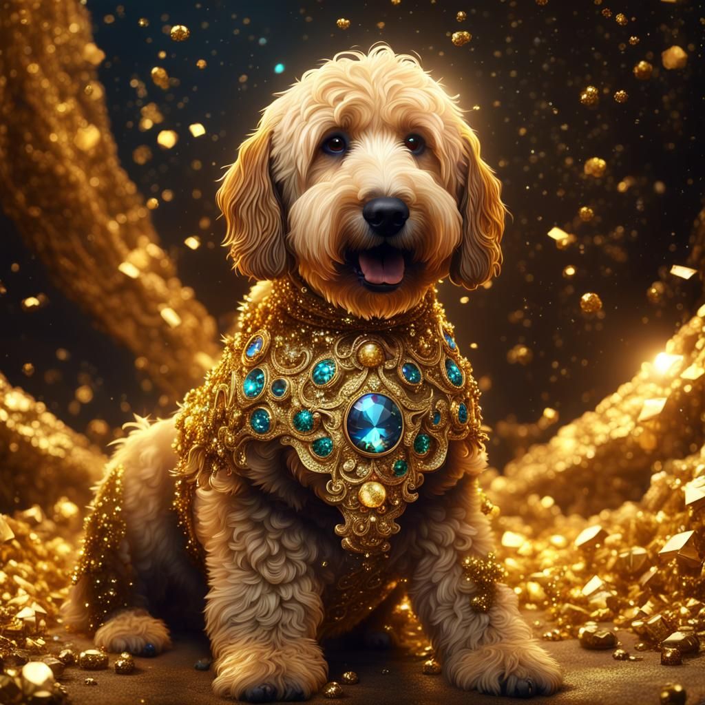 Glittering Goldendoodle: A Fantasy Concept Art