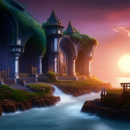 Fantastical Elixir: Detailed Matte Painting in Deep Color