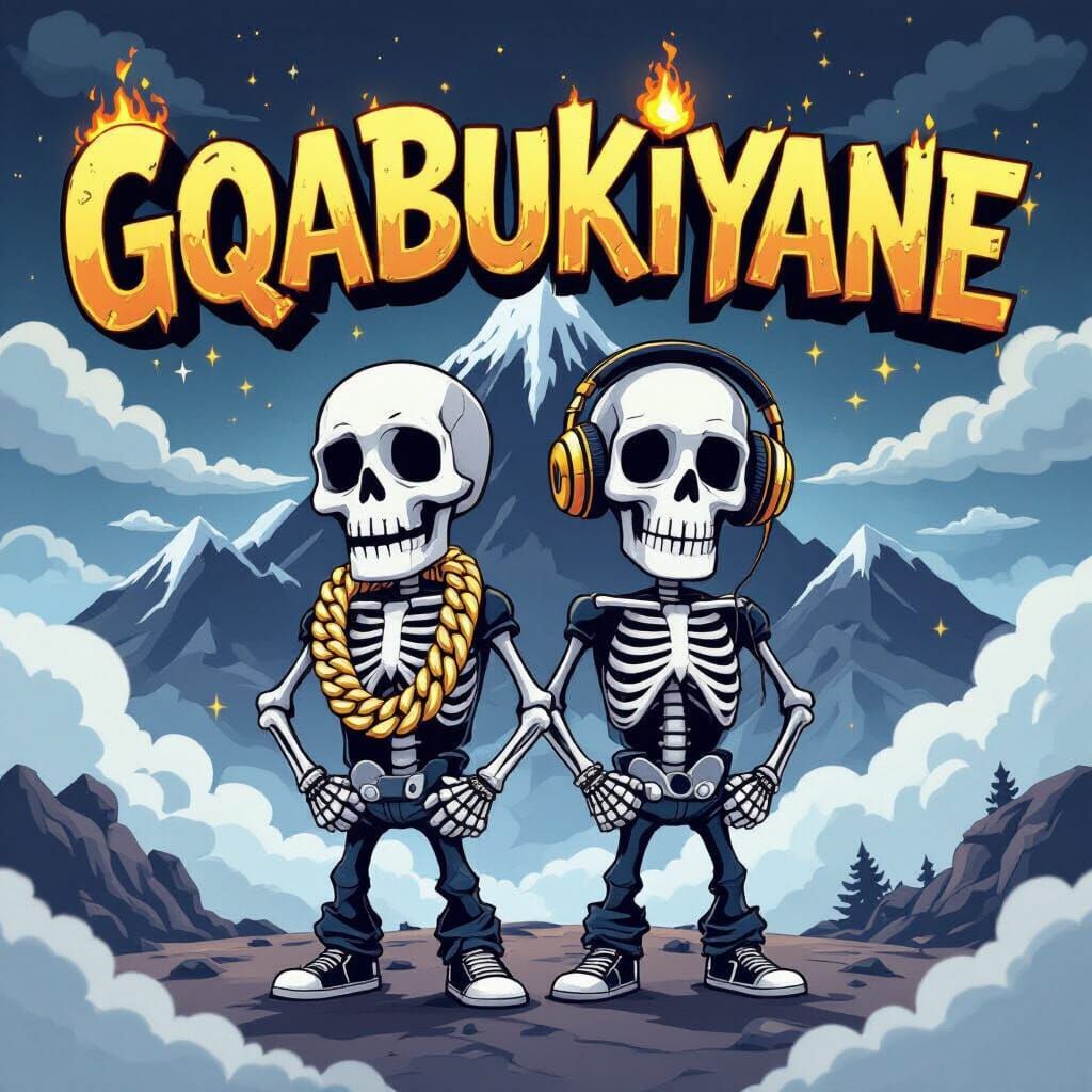 Two Skeletons in Smoky Mountains: Iconic EP Art Style