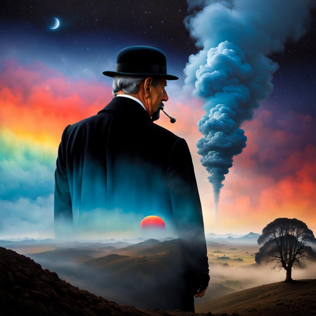 Magritte Style: Magellanic Mist Meets Melancholy Man
