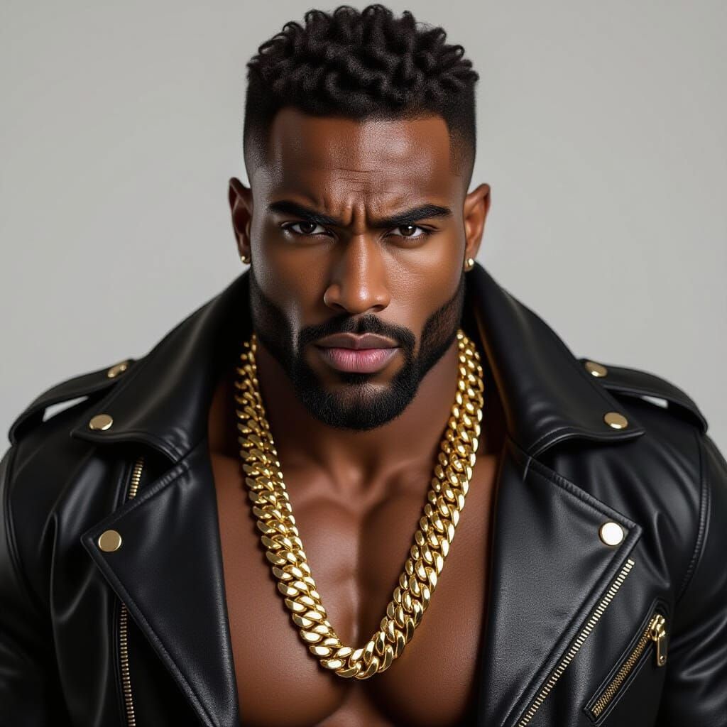 Dominant Dark-Skinned Man in Dramatic Fashion Portrait