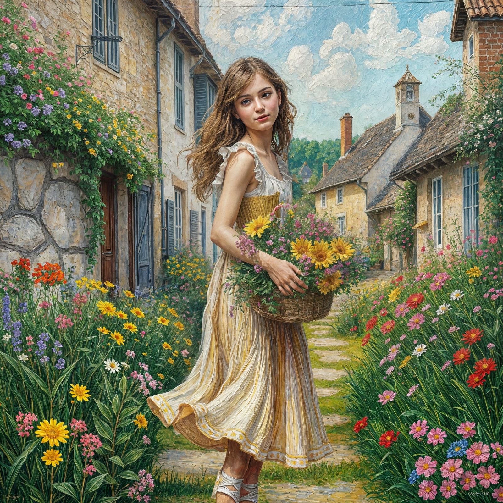 Girl with Flowers: Neo-Impressionist Painting in French Vill...