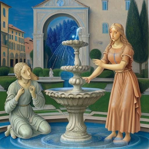 Surreal Water Fountain Sculpture in Dreamlike Style