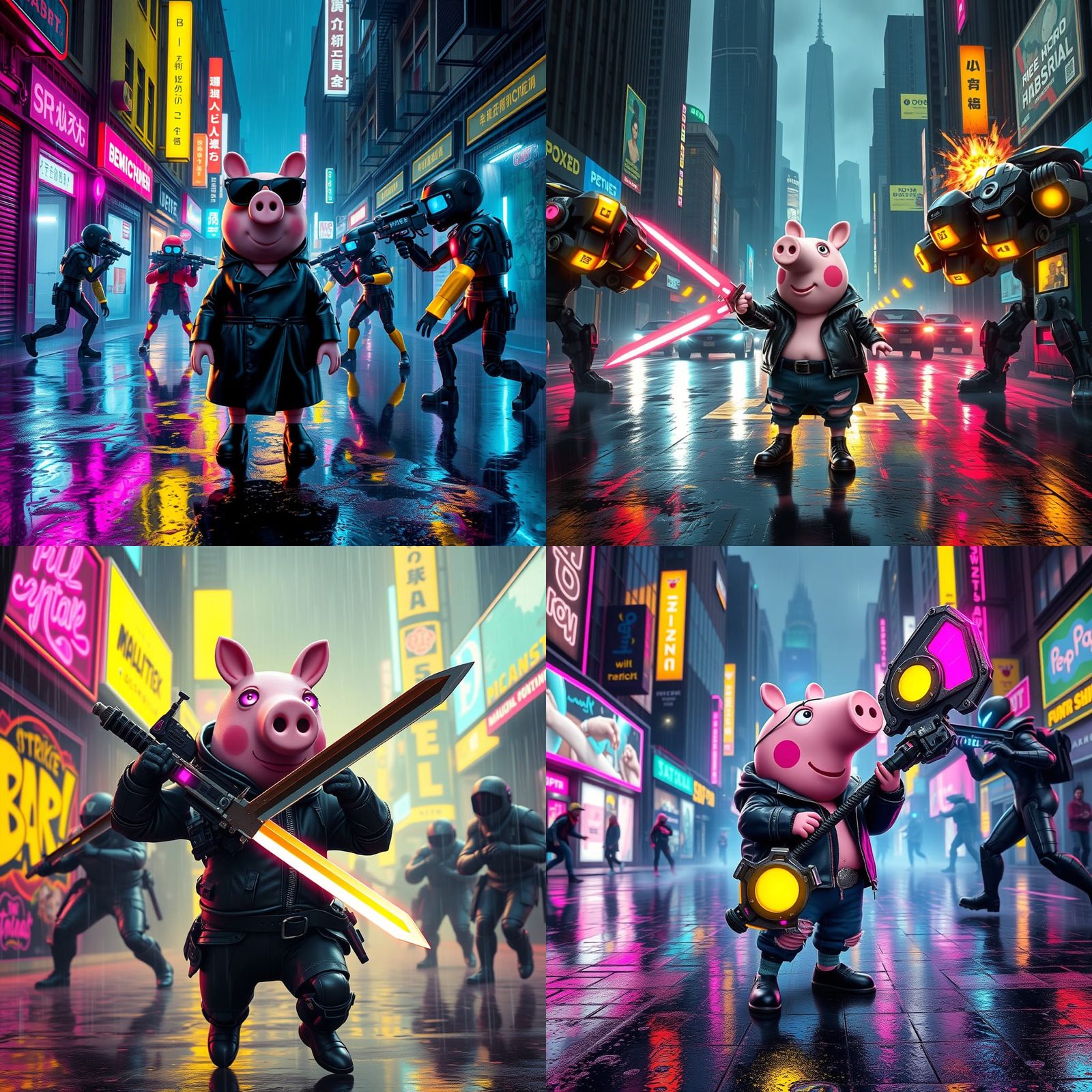 Peppa Pig Cyberpunk Mercenary Showdown