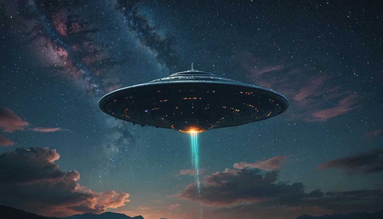 Dramatic UFO Soars Through Starry Night Sky