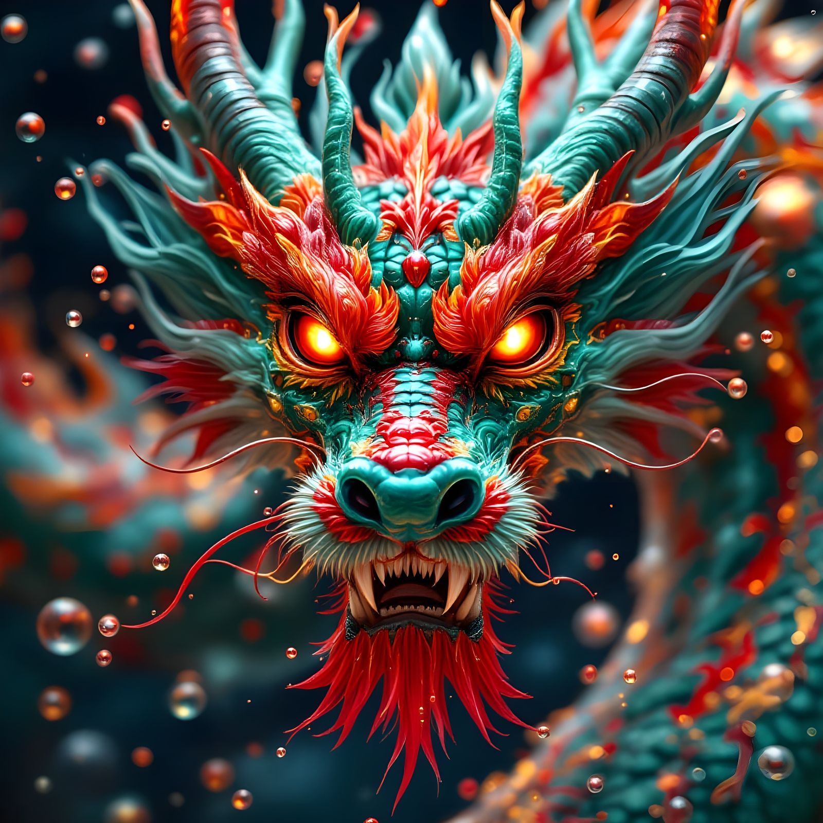 Chinese Dragon in Metallic Chrome Scales