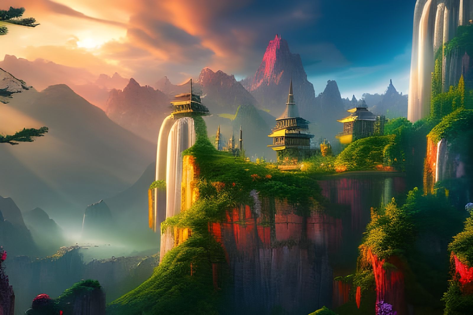 Clockpunk Mountain City in Detailed Digital Painting