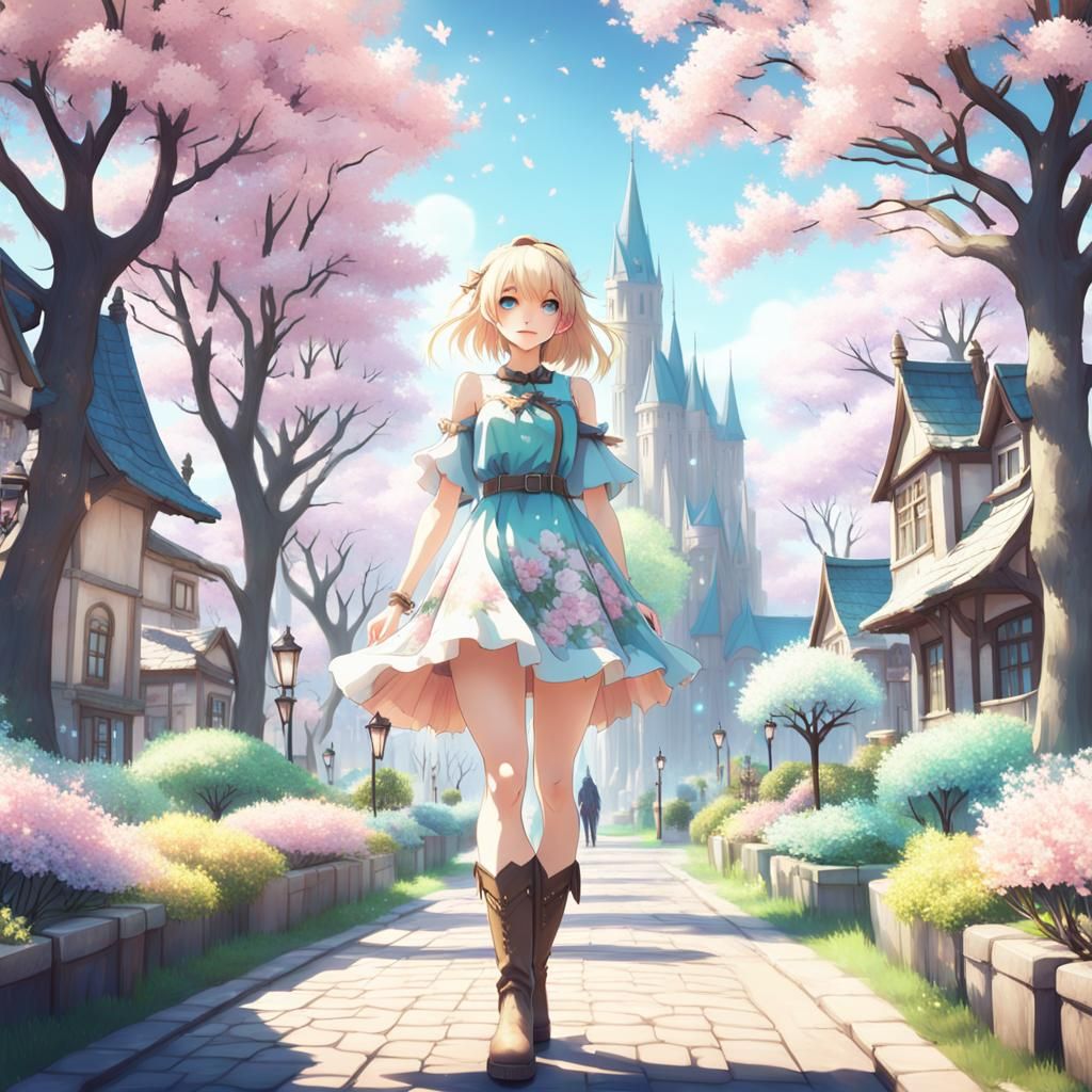 Girl in a town