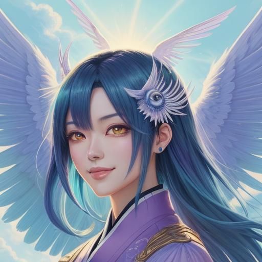 Alien Angel Girl Portrait in Manga Style