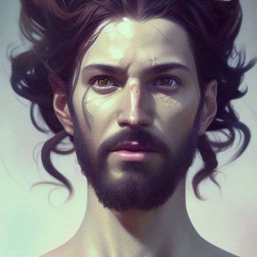 Detailed Portrait of Spiritual Leader in Art Nouveau Style