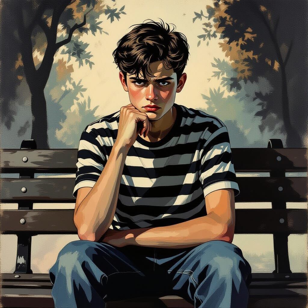 Teenager's Despair: Noir Pulp Fiction Illustration