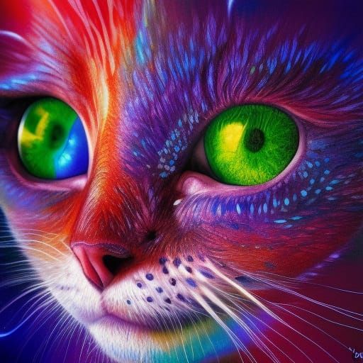 Psychedelic Cosmic Kitten Portrait in Photorealistic Style