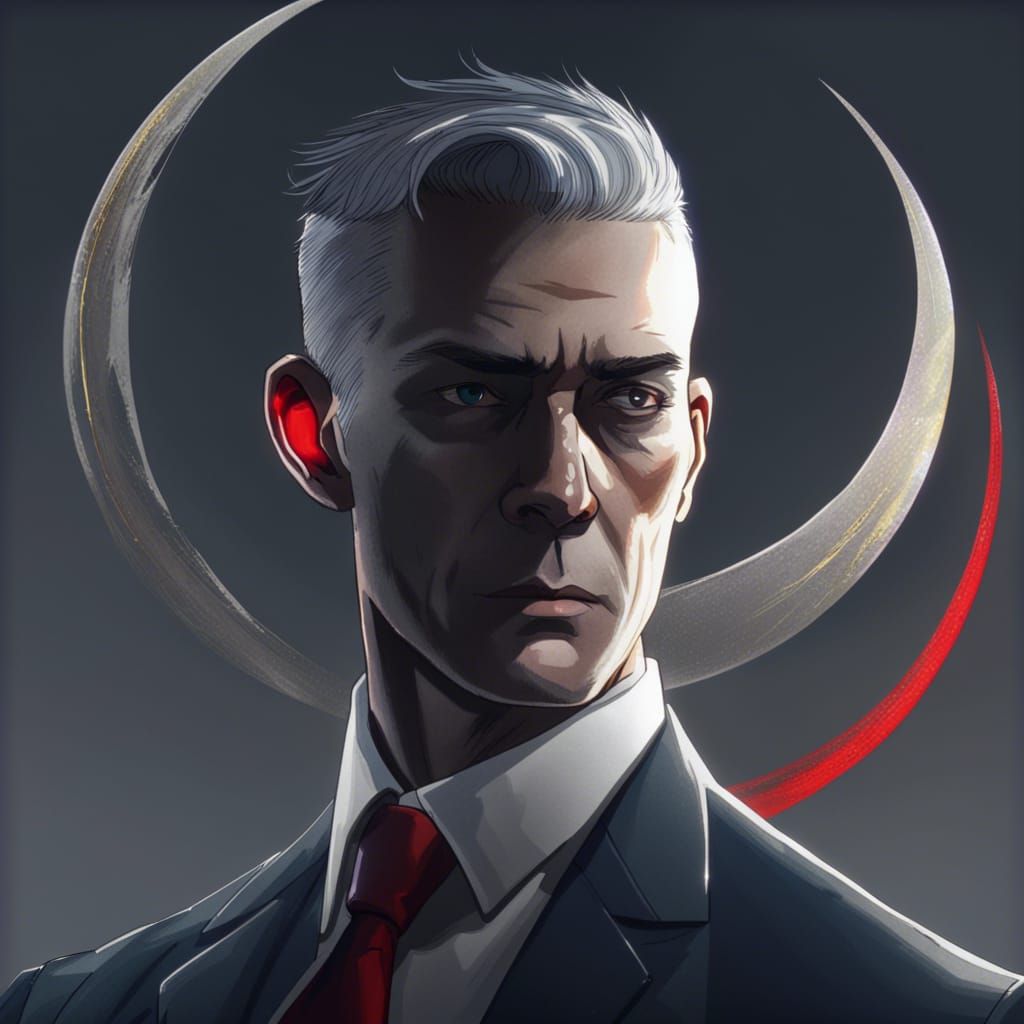 Dramatic Portrait of a Man Before a Silver Moon