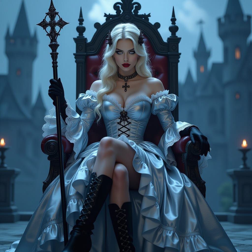 Gothic Vampire Queen on Haunted Throne