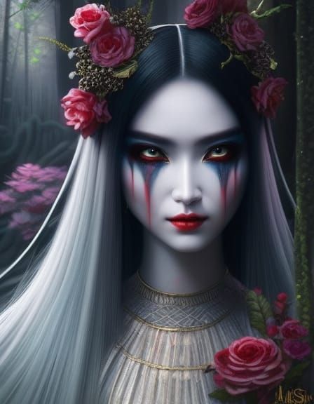 Eerie Pontianak Portrait in Neo-Romantic Surrealism