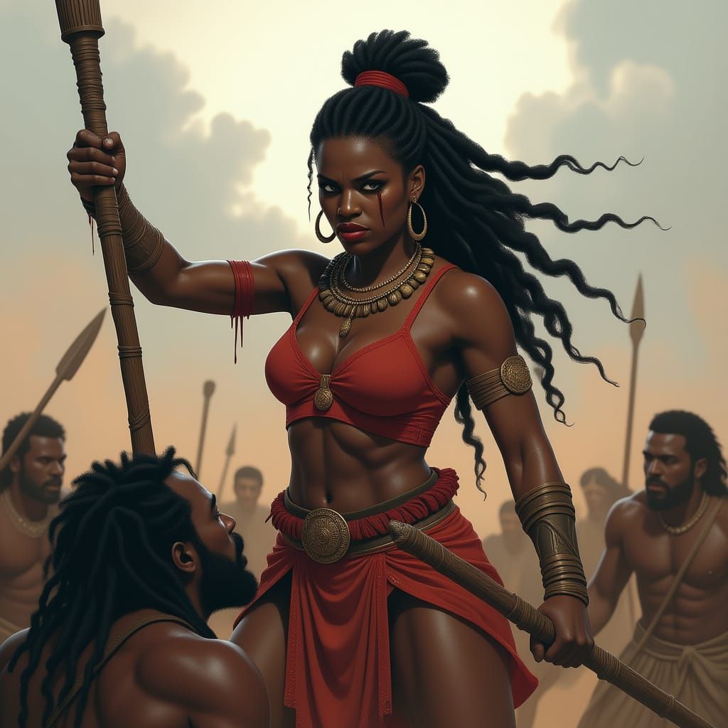 Victorious African Queen: A Dark Fantasy Concept Art
