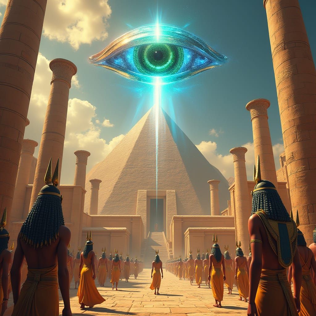 Ancient Egyptian Gods and Cityscape in Vibrant 8K 3D