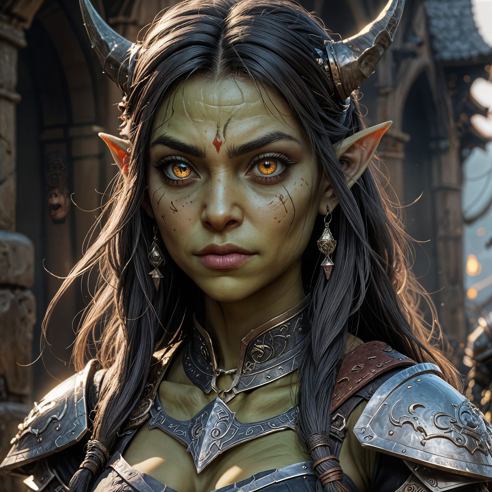 Adorable Orc Woman in 3D Anime Art Style