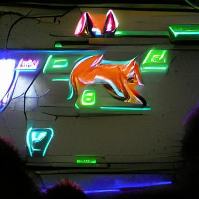 Neon Fox Head in Electronic Gaming Style