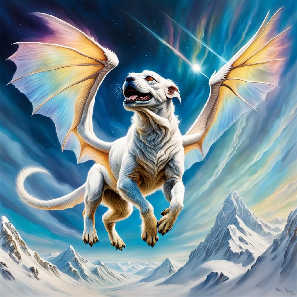 Falkor the Luckdragon Soaring: Hyperrealistic Digital Art